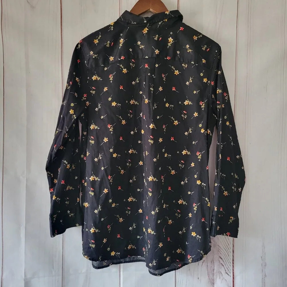 Lauren Ralph Lauren Black Floral Print Blouse, 100% Cotton, Women’s 1X, Floral - Picture 4 of 9